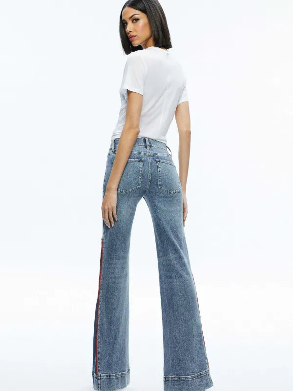 Alice and Olivia Rey Side Zipper Wide Leg Jean-Women Pants