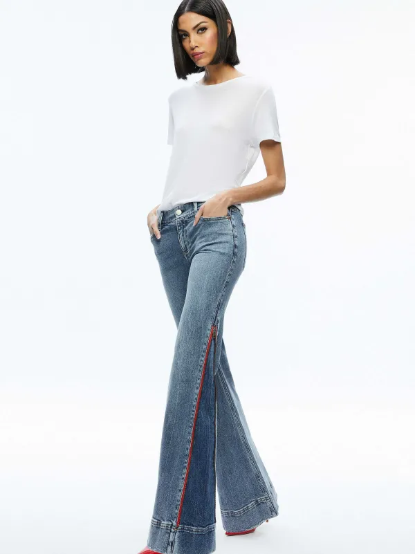Alice and Olivia Rey Side Zipper Wide Leg Jean-Women Pants