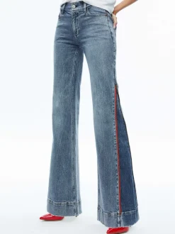 Alice and Olivia Rey Side Zipper Wide Leg Jean-Women Pants