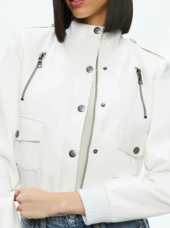 Alice and Olivia Ria Vegan Leather Moto Jacket-Women Jackets + Coats