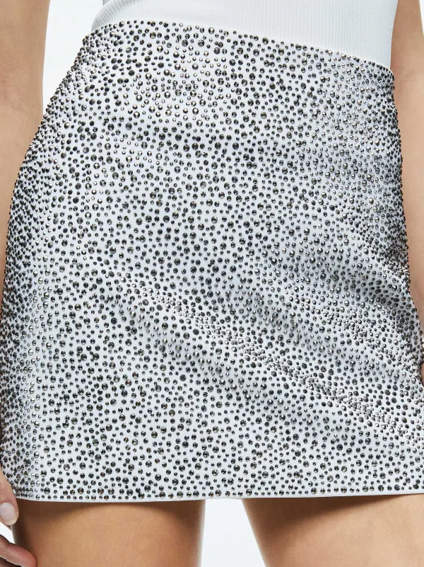 Alice and Olivia Riley Embellished Clean Waist A-Line Skirt-Women Skirts
