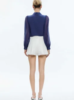 Alice and Olivia Roanne Blouson Sleeve Button Down-Women Tops