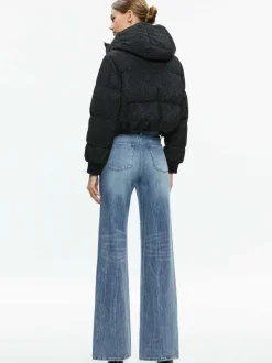 Alice and Olivia Robena Crystal Embellished Cropped Puffer-Women Jackets + Coats
