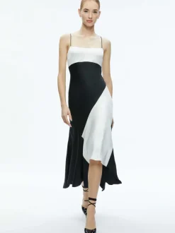 Alice and Olivia Rosa Asymmetrical Slip Dress-Women Dresses