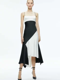 Alice and Olivia Rosa Asymmetrical Slip Dress-Women Dresses