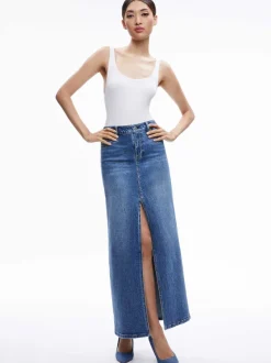 Alice and Olivia Rye Denim Maxi Skirt-Women Skirts