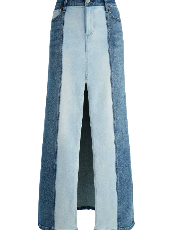 Alice and Olivia Rye Denim Two Tone Maxi Skirt-Women Skirts