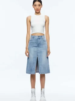 Alice and Olivia Rye Midi Denim Skirt-Women Skirts