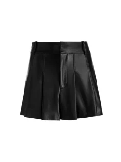 Alice and Olivia Scarlet High Rise Vegan Leather Flutter Shorts-Women Shorts