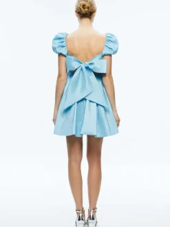Alice and Olivia Sharilyn Bubble Sleeve Tie Back Mini Dress-Women Dresses