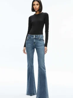 Alice and Olivia Stacey Godet Bell Flare Jean-Women Pants