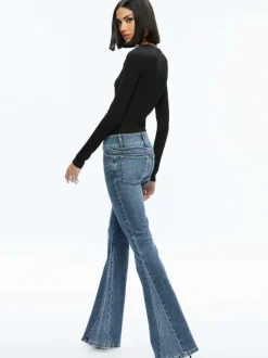 Alice and Olivia Stacey Godet Bell Flare Jean-Women Pants