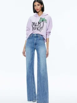 Alice and Olivia Sunny Boxy Cropped Hoodie-Women Sweaters