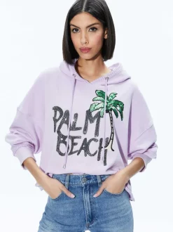 Alice and Olivia Sunny Boxy Cropped Hoodie-Women Sweaters