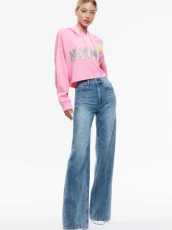 Alice and Olivia Sunny Boxy Cropped Hoodie-Women Sweaters