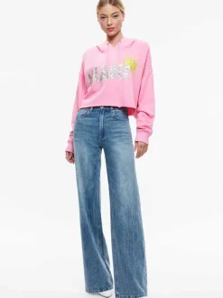 Alice and Olivia Sunny Boxy Cropped Hoodie-Women Sweaters