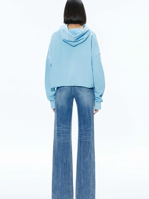 Alice and Olivia Sunny Boxy Cropped Hoodie-Women Sweaters