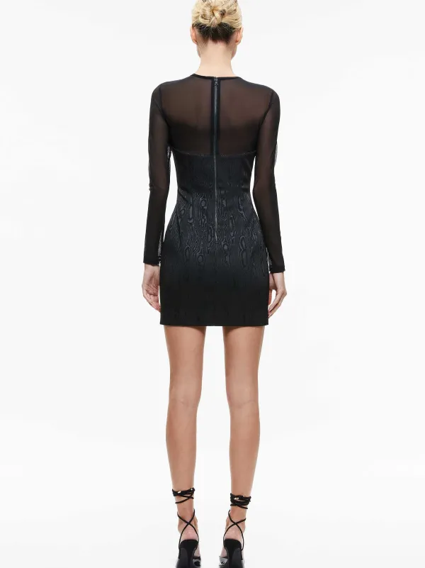 Alice and Olivia Takako Mesh Crew Neck Mini Dress-Women Dresses