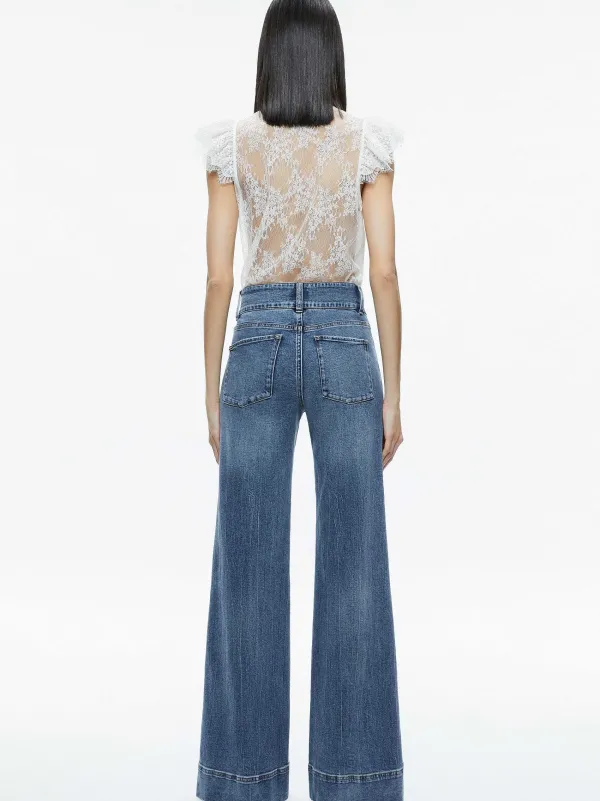 Alice and Olivia Talulah Ruffled Lace Blouse-Women Tops