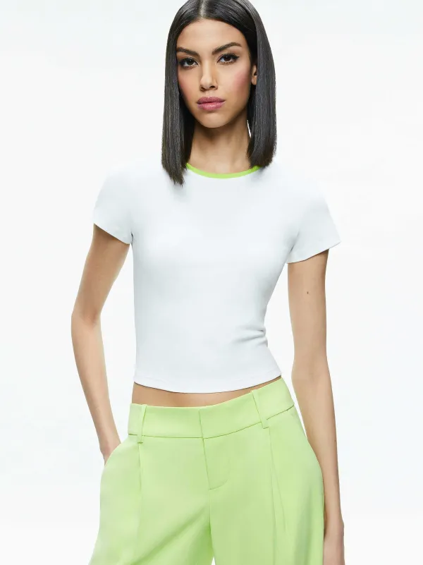 Alice and Olivia Tashia Ringer Baby Tee-Women Tops
