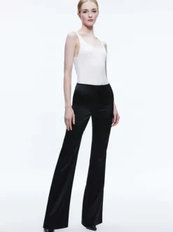 Alice and Olivia Teeny Satin Bootcut Pant-Women Pants