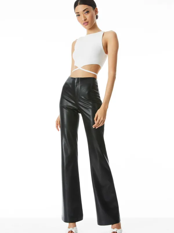 Alice and Olivia Teeny Vegan Leather Flare Pant-Women Pants
