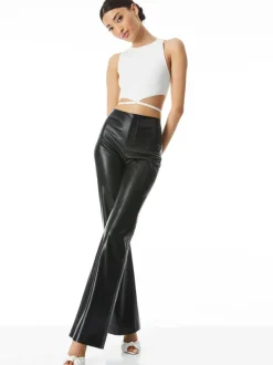 Alice and Olivia Teeny Vegan Leather Flare Pant-Women Pants