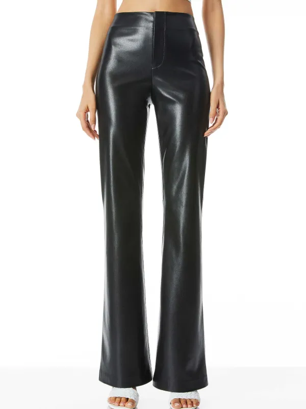 Alice and Olivia Teeny Vegan Leather Flare Pant-Women Pants