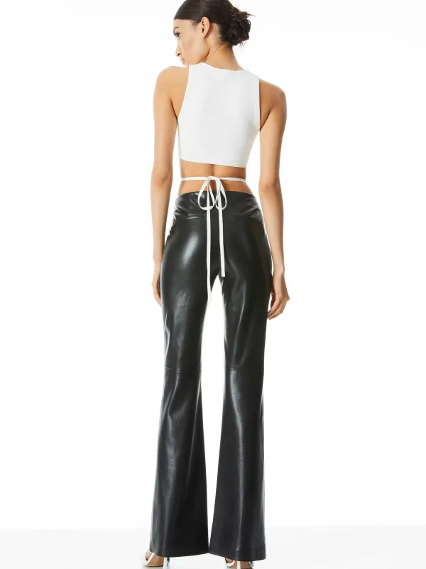 Alice and Olivia Teeny Vegan Leather Flare Pant-Women Pants