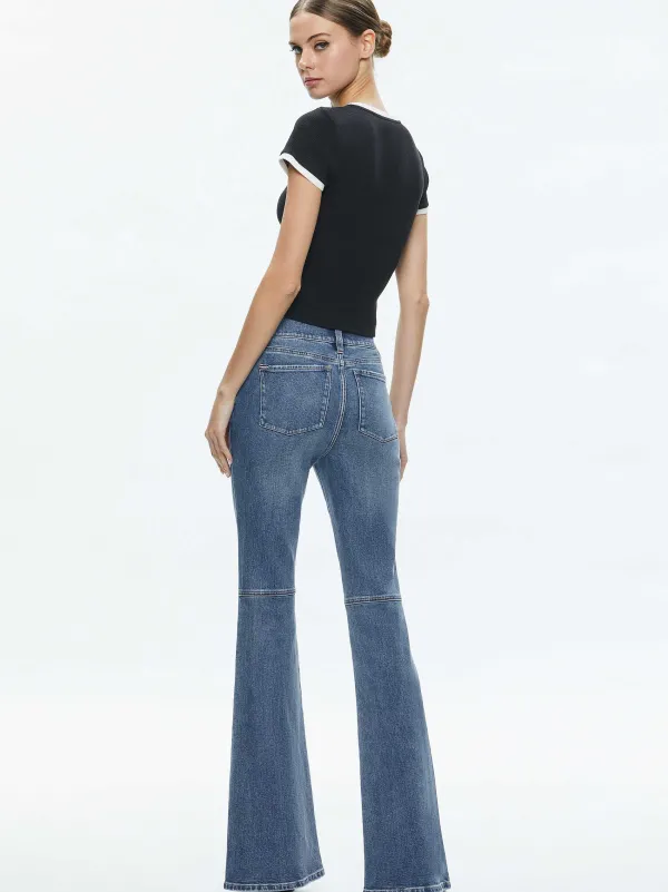 Alice and Olivia Tess Ribbed Baby Tee-Women Tops