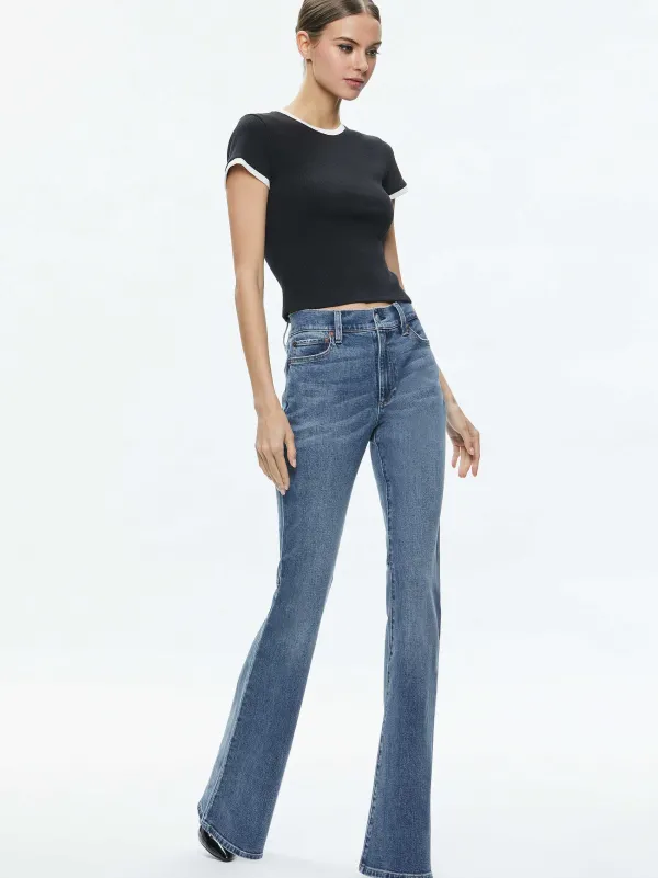 Alice and Olivia Tess Ribbed Baby Tee-Women Tops
