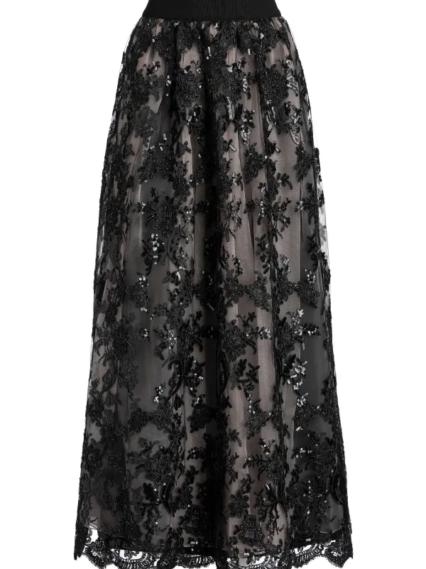 Alice and Olivia Tina Embellished Gown Skirt-Women Skirts