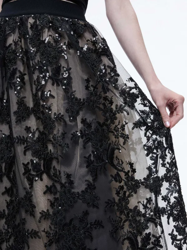 Alice and Olivia Tina Embellished Gown Skirt-Women Skirts