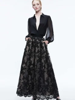 Alice and Olivia Tina Embellished Gown Skirt-Women Skirts
