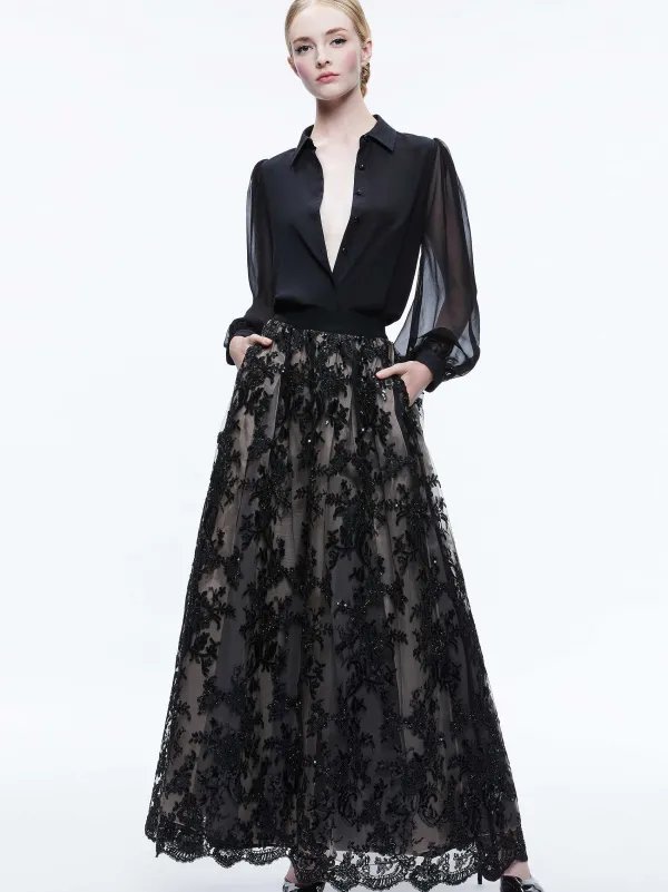 Alice and Olivia Tina Embellished Gown Skirt-Women Skirts