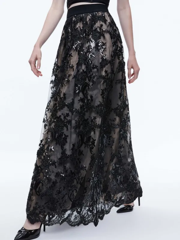 Alice and Olivia Tina Embellished Gown Skirt-Women Skirts
