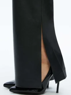 Alice and Olivia Tina Vegan Leather Split Hem Pant-Women Pants