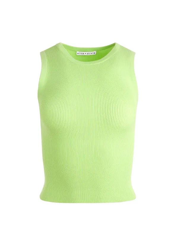 Alice and Olivia Tonita Ribbed Tank-Women Tops