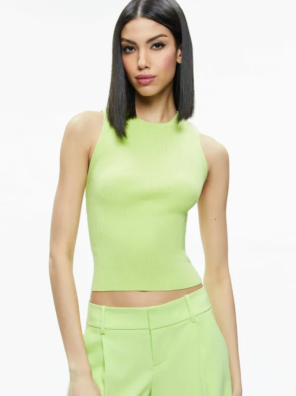 Alice and Olivia Tonita Ribbed Tank-Women Tops