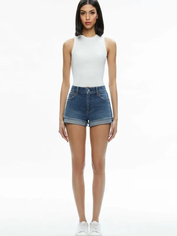 Alice and Olivia Trish Low Rise Baggy Short With Raw Hem-Women Shorts