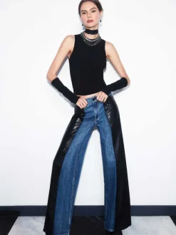 Alice and Olivia Trish Vegan Leather Baggy Jean-Women Pants