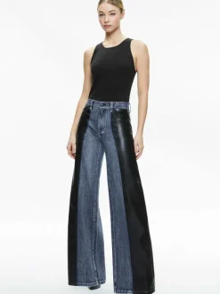 Alice and Olivia Trish Vegan Leather Baggy Jean-Women Pants