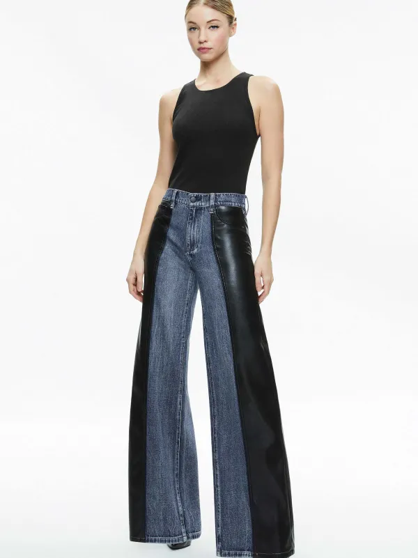 Alice and Olivia Trish Vegan Leather Baggy Jean-Women Pants
