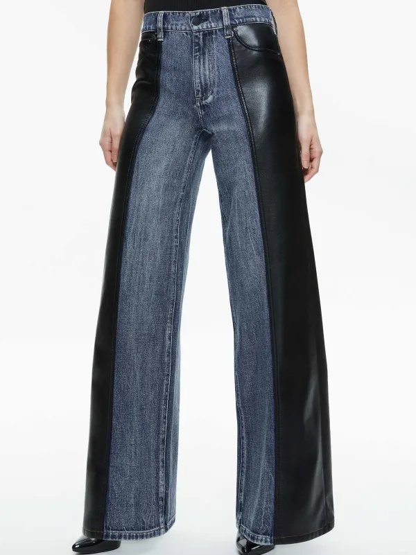 Alice and Olivia Trish Vegan Leather Baggy Jean-Women Pants