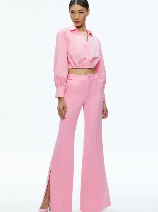 Alice and Olivia Trudy Cropped Button Down-Women Tops