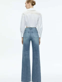 Alice and Olivia Trudy Cropped Button Down-Women Tops