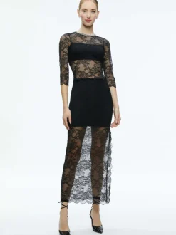 Alice and Olivia Vanita Embellished Neck Lace Crop Top-Women Tops