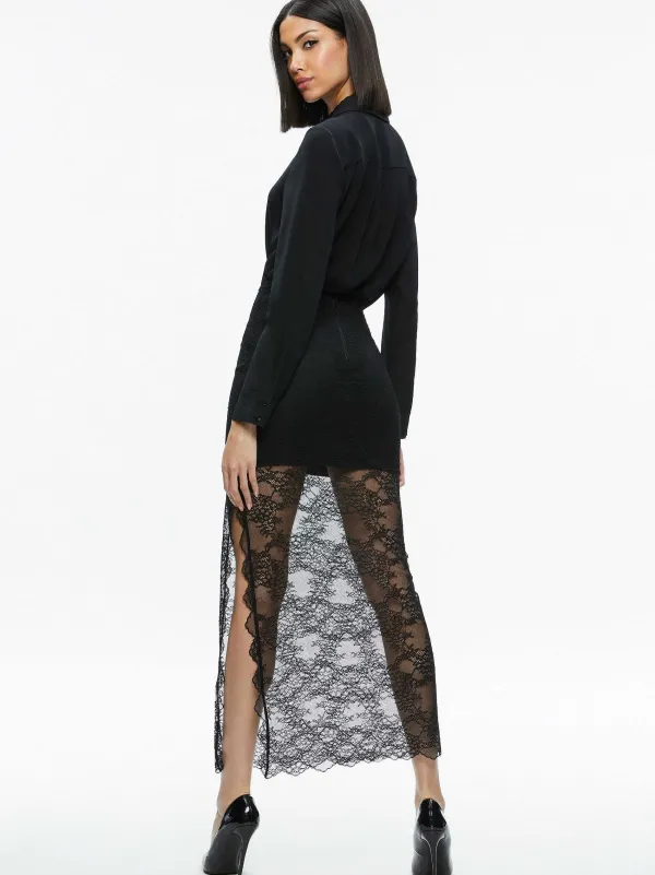 Alice and Olivia Vanita Embellished Neck Lace Crop Top + Iyanna Lace Maxi Skirt-Women Matching Sets