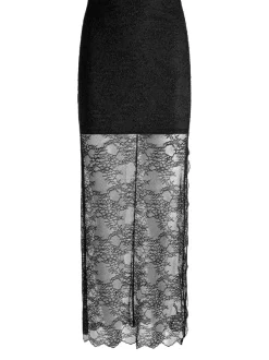 Alice and Olivia Vanita Embellished Neck Lace Crop Top + Iyanna Lace Maxi Skirt-Women Matching Sets