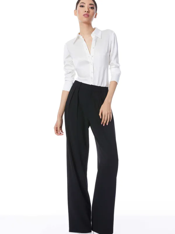 Alice and Olivia Willa Fitted Placket Top-Women Tops